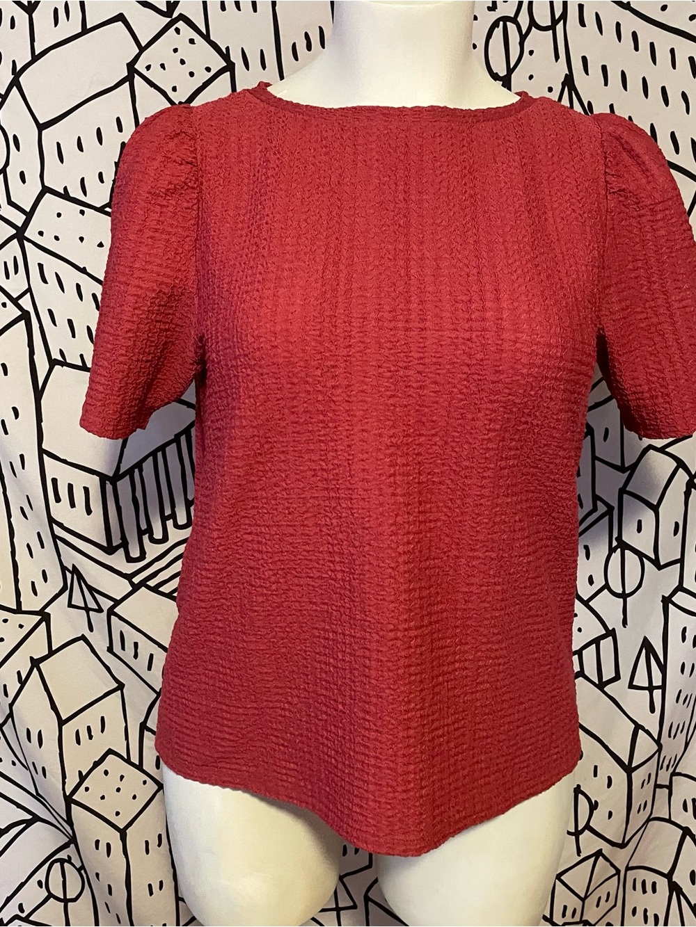LOFT Textured pink  Short-Sleeve Blouse